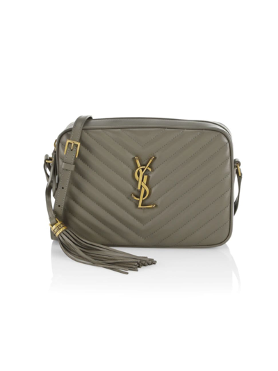 Shop Saint Laurent Women's Lou Camera Bag In Quilted Leather In Grey Khaki