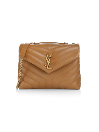 Shop Saint Laurent Women's Loulou Small Chain Bag In Quilted ''y'' Leather In Dark Naturel