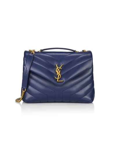 Shop Saint Laurent Women's Loulou Small Chain Bag In Quilted ''y'' Leather In Medium Blue