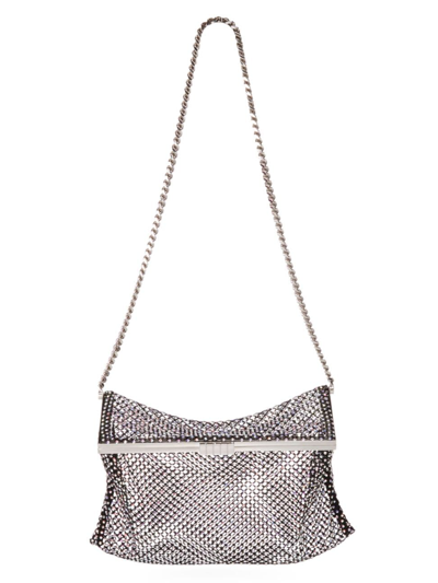 Shop Saint Laurent Women's Medium Fanny Crystal Crystal Mesh Shoulder Bag In Nero