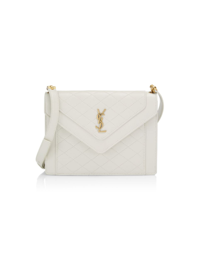 Shop Saint Laurent Women's Gaby Quilted Mini Shoulder Bag In Blanc Vintage