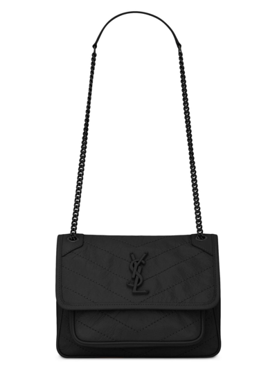 Shop Saint Laurent Women's Niki Baby In Vintage Leather In Nero