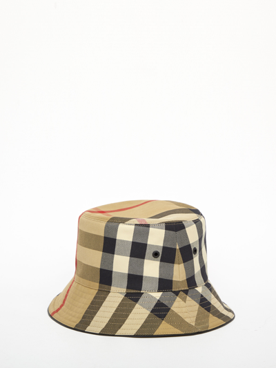 Shop Burberry Exaggerated Check Bucket Hat In Beige
