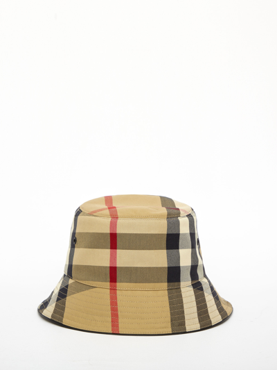 Shop Burberry Exaggerated Check Bucket Hat In Beige
