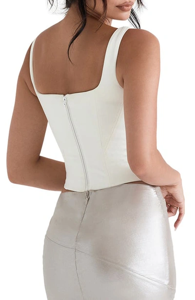 House Of Cb Rafa Curved-hem Satin Top In Ivory