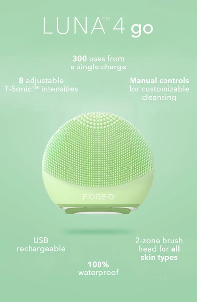 Shop Foreo Luna 4 Go Facial Cleansing & Massaging Device In Pistachio