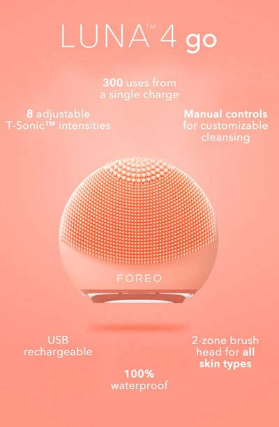 Shop Foreo Luna 4 Go Facial Cleansing & Massaging Device In Peach Perfect