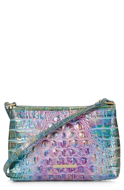 Shop Brahmin Lorelei Croc Embossed Leather Shoulder Bag In Visionary