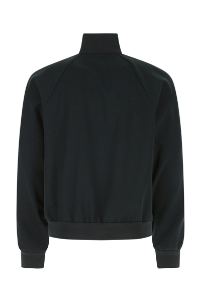 Shop Bottega Veneta Dark Green Stretch Wool Sweatshirt