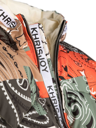 Shop Khrisjoy Printed Down Jacket In Arancio-burro