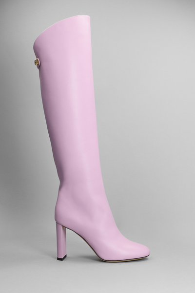 Shop Maison Skorpios Adriana High Heels Boots In Viola Leather