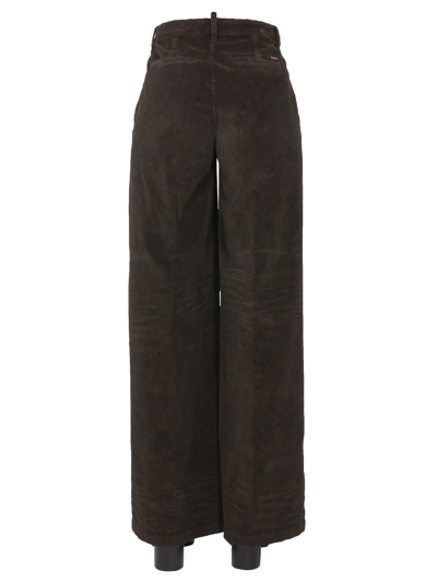 Dsquared2 High-waisted Brown Wide-leg Pants In Brown