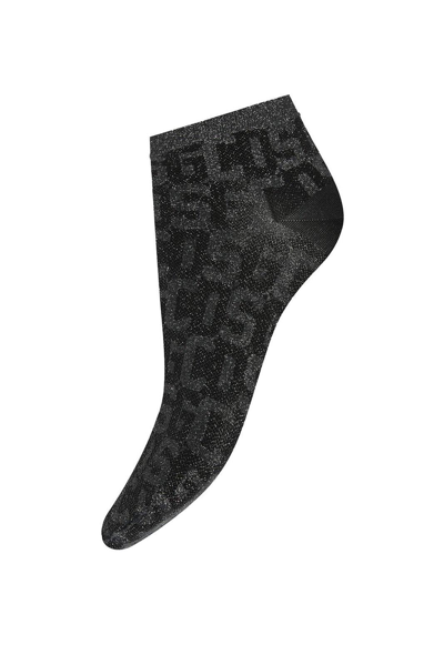 Shop Wolford X Gcds Monogram Ribbed Socks In Dark Mono