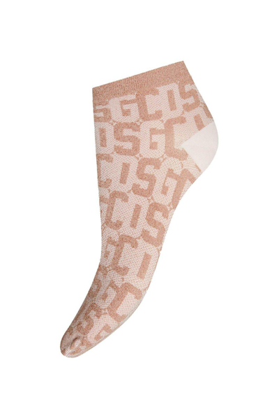 Shop Wolford X Gcds Monogram Ribbed Socks In Pink Mono