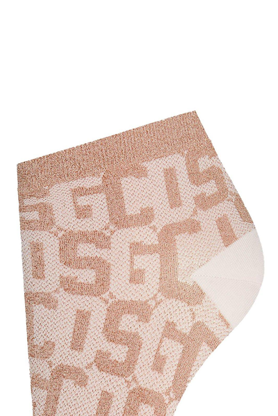 Shop Wolford X Gcds Monogram Ribbed Socks In Pink Mono
