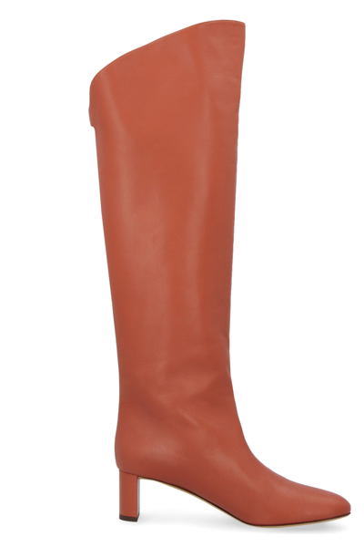Shop Maison Skorpios Adry Leather Boots In Red