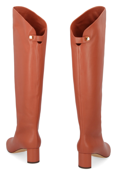 Shop Maison Skorpios Adry Leather Boots In Red