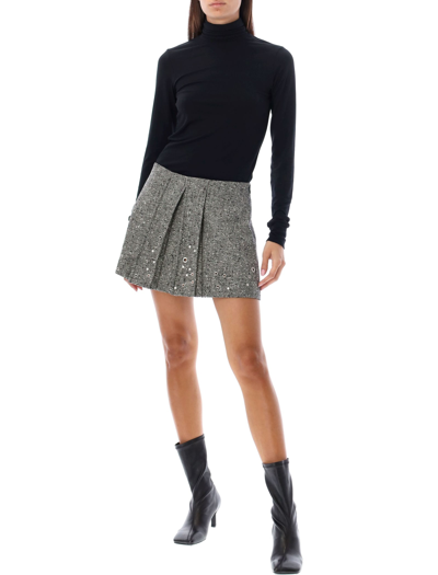 Shop Durazzi Milano Pleated Mini Skirt In Grey Melange