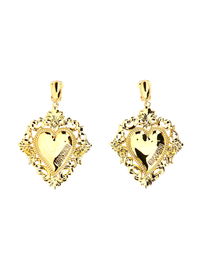 Shop Moschino Gold Heart Earrings In Oro