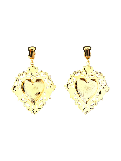 Shop Moschino Gold Heart Earrings In Oro