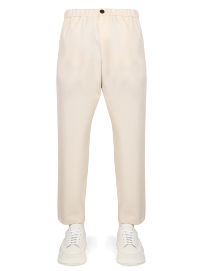Jil Sander Wide-leg Cotton Pants In Beige