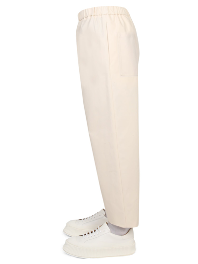 Jil Sander Wide-leg Cotton Pants In Beige