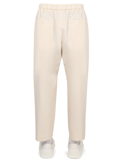 Jil Sander Wide-leg Cotton Pants In Beige