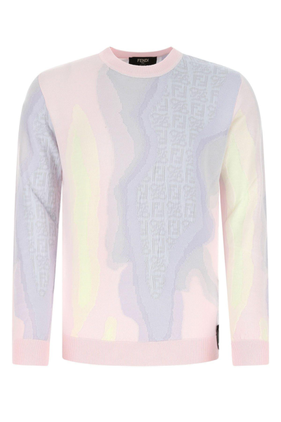 Shop Fendi Embroidered Cotton Blend Sweater In Sunrise