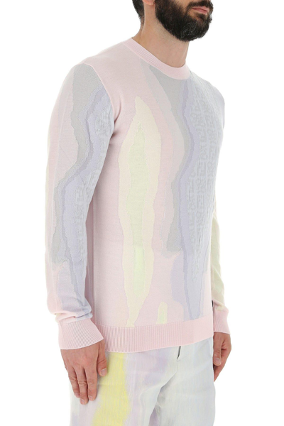 Shop Fendi Embroidered Cotton Blend Sweater In Sunrise