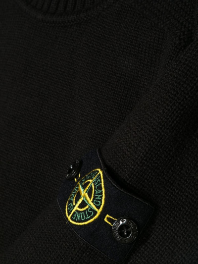 Shop Stone Island Junior Black Cotton Jumper In Nero