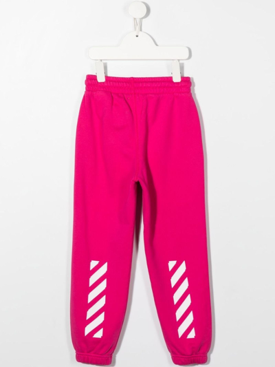 Shop Off-white Pink Cotton Track Pants In Fuxia