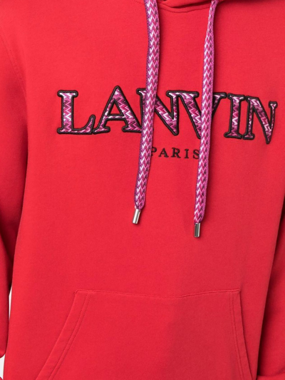 Shop Lanvin Red Cotton Hoodie In Rosso