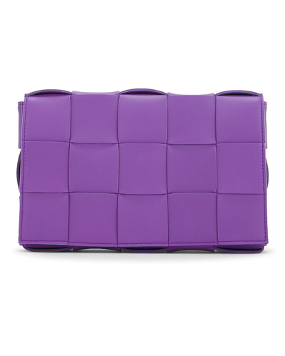 Shop Bottega Veneta Cassette Crossbody Bag In Purple-gold
