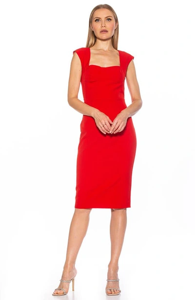 Alexia Admor Harper Cap Sleeve Corset Midi Dress In Red