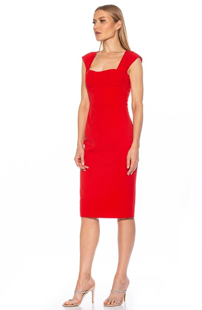 Alexia Admor Harper Cap Sleeve Corset Midi Dress In Red