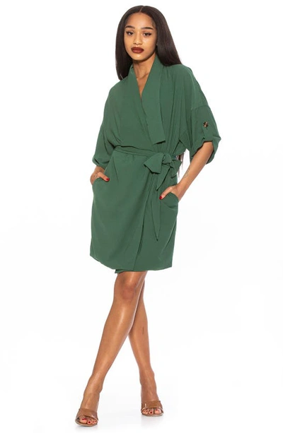 Shop Alexia Admor Dolman Sleeve Wrap Dress In Sage
