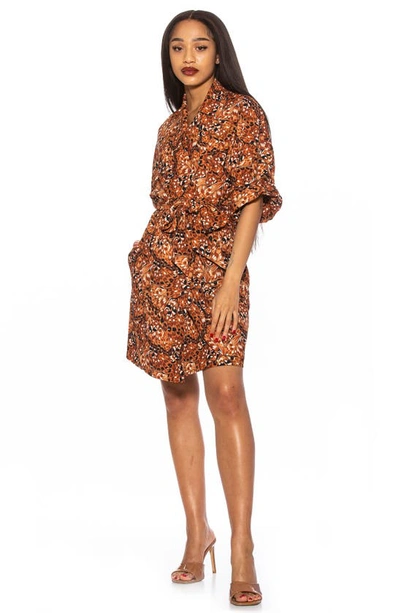 Shop Alexia Admor Dolman Sleeve Wrap Dress In Brown Abstract