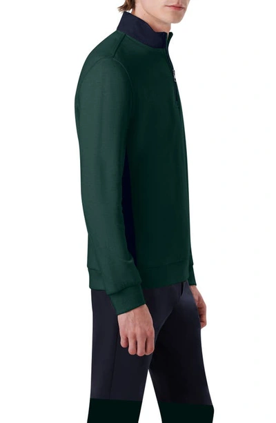 Shop Bugatchi Mixed Media Quarter Zip Pullover In Emerald
