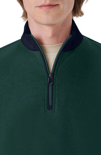 Shop Bugatchi Mixed Media Quarter Zip Pullover In Emerald