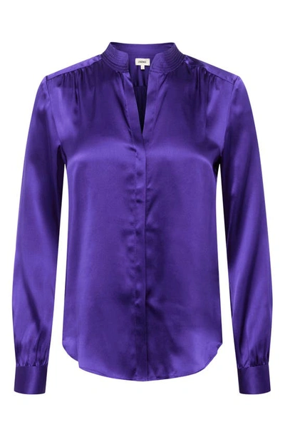 Shop L Agence Bianca Silk Satin Blouse In Deep Violet