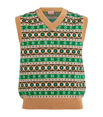 Shop Kenzo Fair Isle Knitted Vest In Green