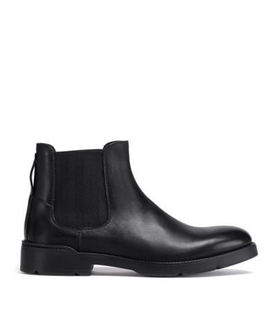 Shop Zegna Leather Cortina Chelsea Boots In Black