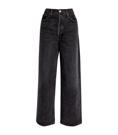 Shop Agolde Low-rise Baggy Jeans In Black