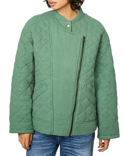 Shop Bernie Quilted Cotton Bomber Jacket In Green