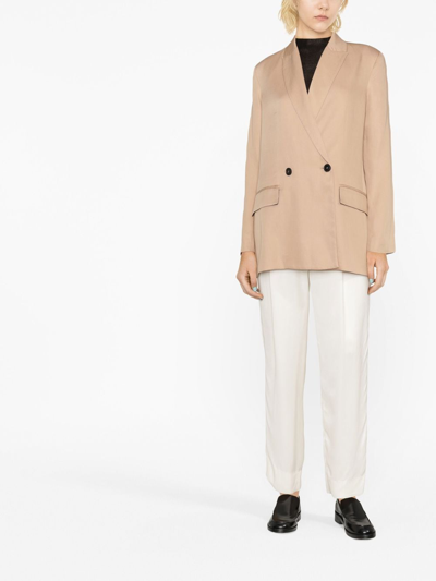 Shop St Agni Double-breasted Blazer In Neutrals