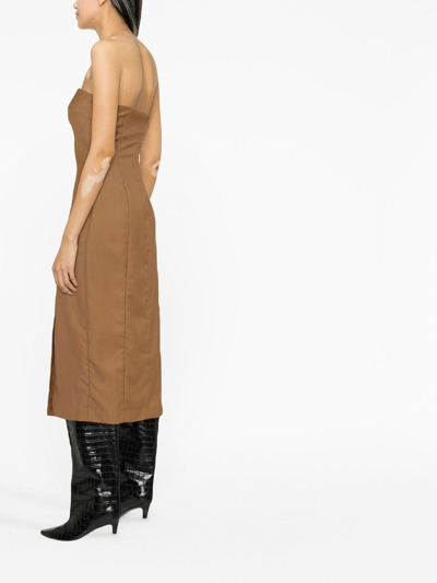 St Agni Strapless Midi Dress In Brown