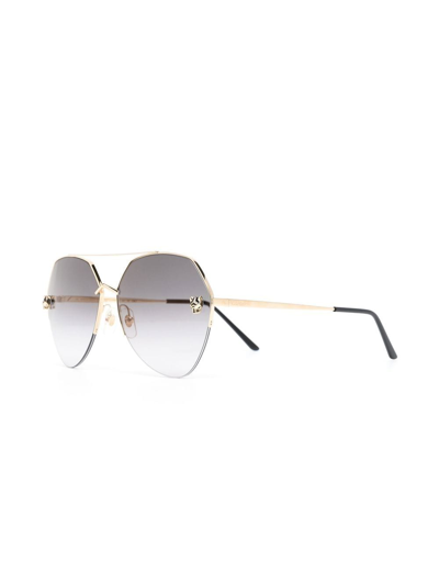 Shop Cartier Oversized Gradient-lens Sunglasses In 金色