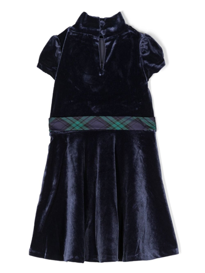 Shop Ralph Lauren Velvet Belted Dress In 蓝色