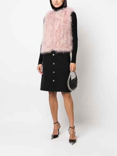 Yves Salomon Feathered Satin Vest In Pink