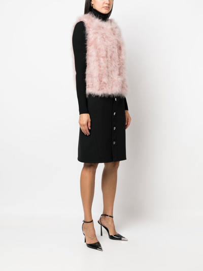 Yves Salomon Feathered Satin Vest In Pink